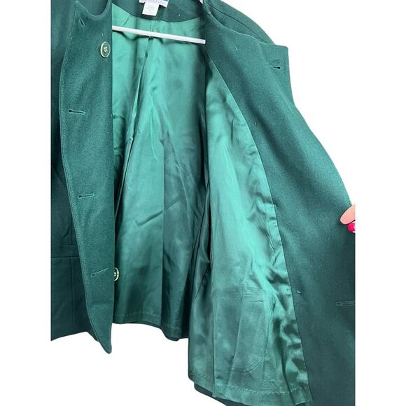 Pendleton Women's Double Breasted Green Wool Collarless Jacket Size 18 - Picture 8 of 11